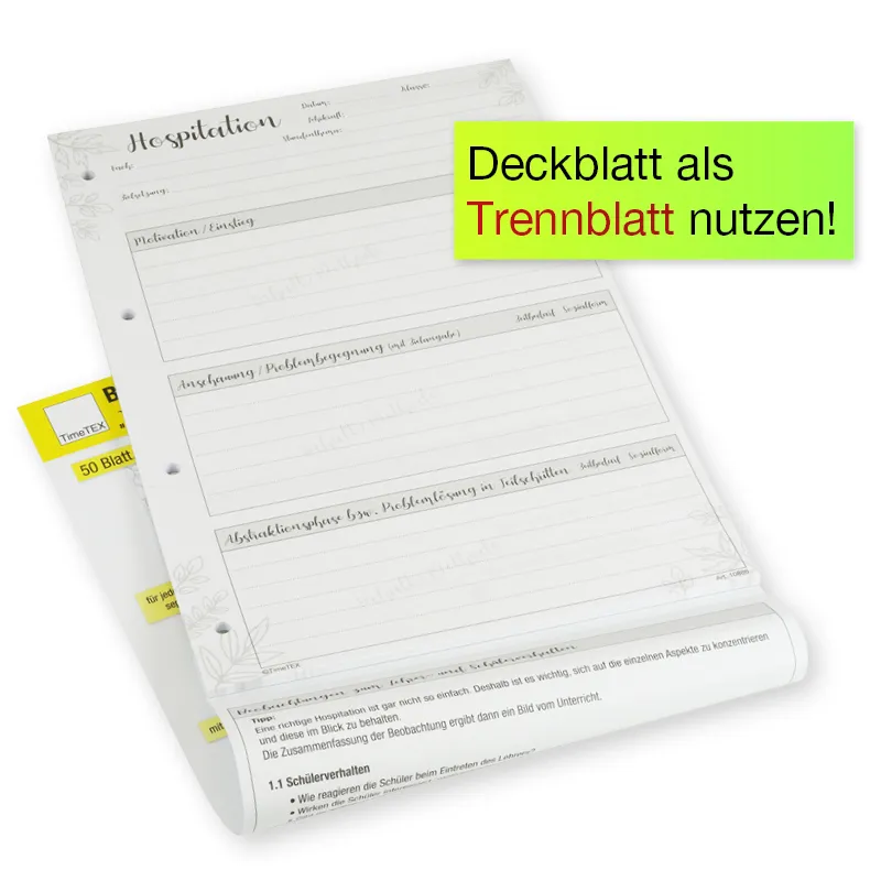 Block Unterrichts-Besuche A4 "Meine Hospitation", 50 Blatt