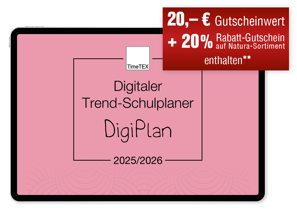 TimeTEX Digitaler Trend-Schulplaner DigiPlan 2025/2026, flamingo