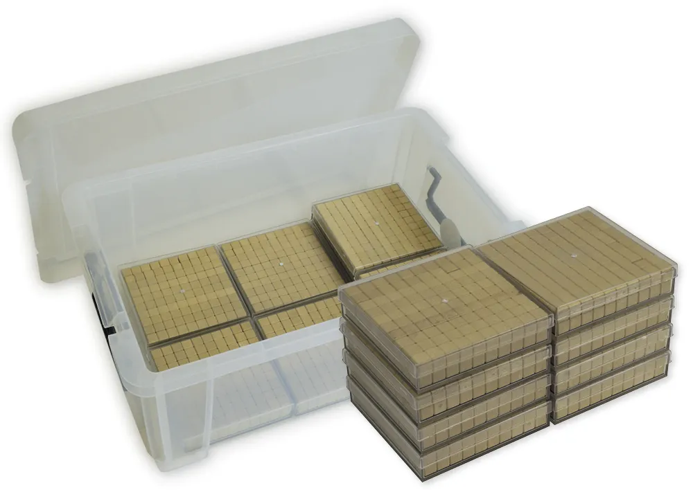 Klassensatz Hunderter-Platte aus RE-Wood, 8-tlg. in Stapel-Box