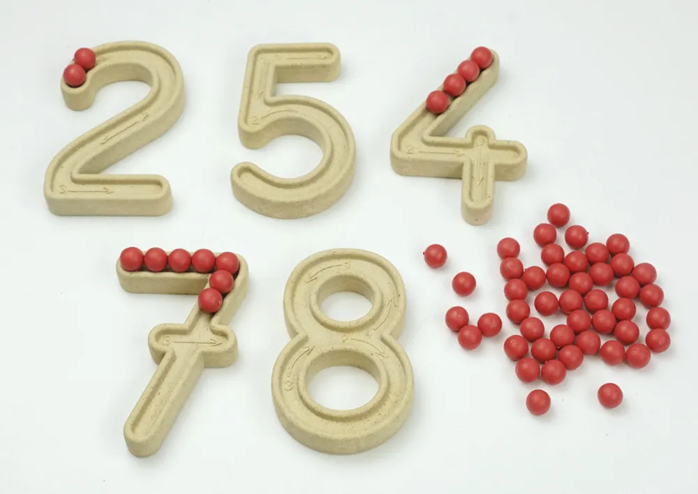 Nummerset 1-10, 7 cm, med spår och kulor