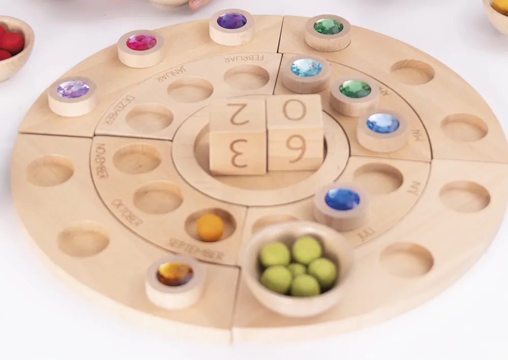 Holz-Funkelsteine "Regenbogen" für Jahreszeiten-Kreis, 13-tlg.