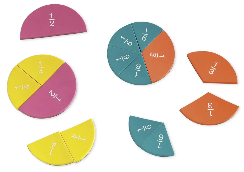Klassenset breukencirkels magnetisch, 25-delig in box