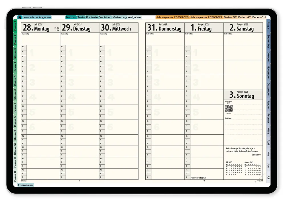 TimeTEX Digitaler Natura-Schulplaner DigiPlan 2025/2026