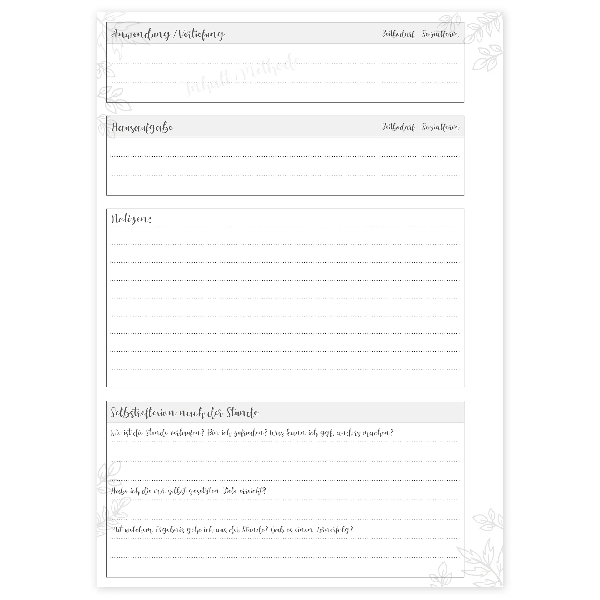 Block Unterrichts-Besuche A4 "Meine Hospitation", 50 Blatt