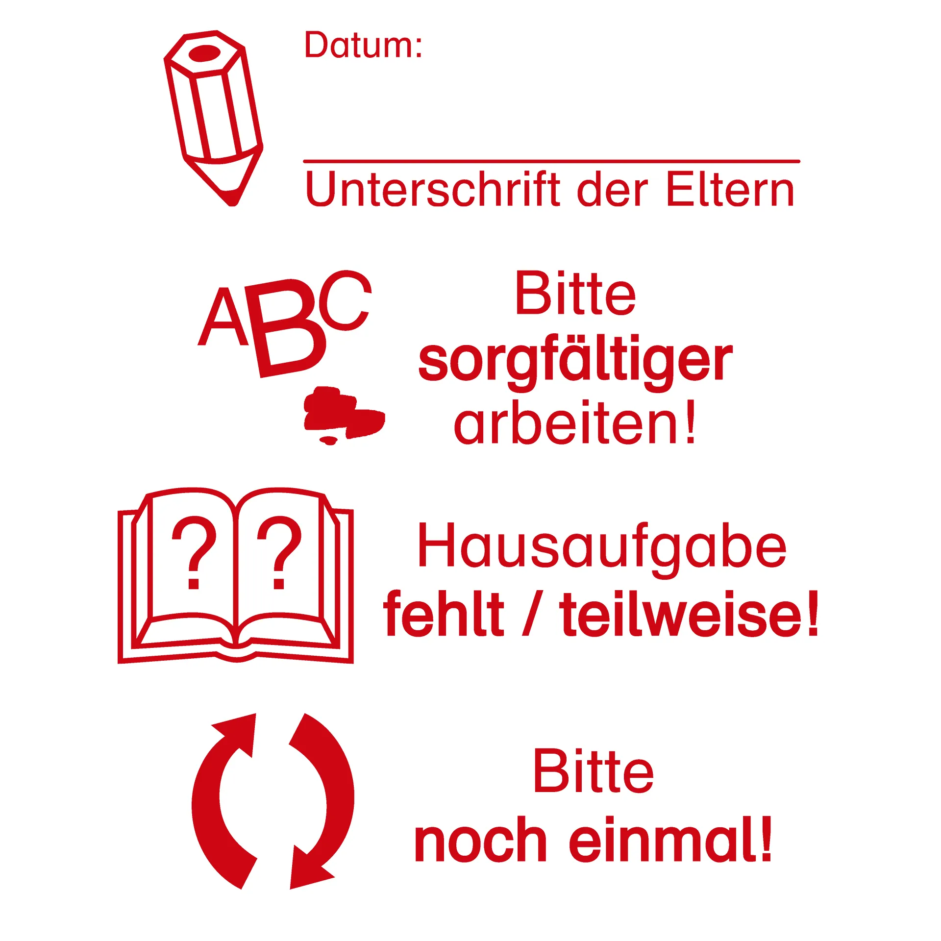 Siebdruck-Stempel "Perpetuum", 4 in 1, "Unterschrift"