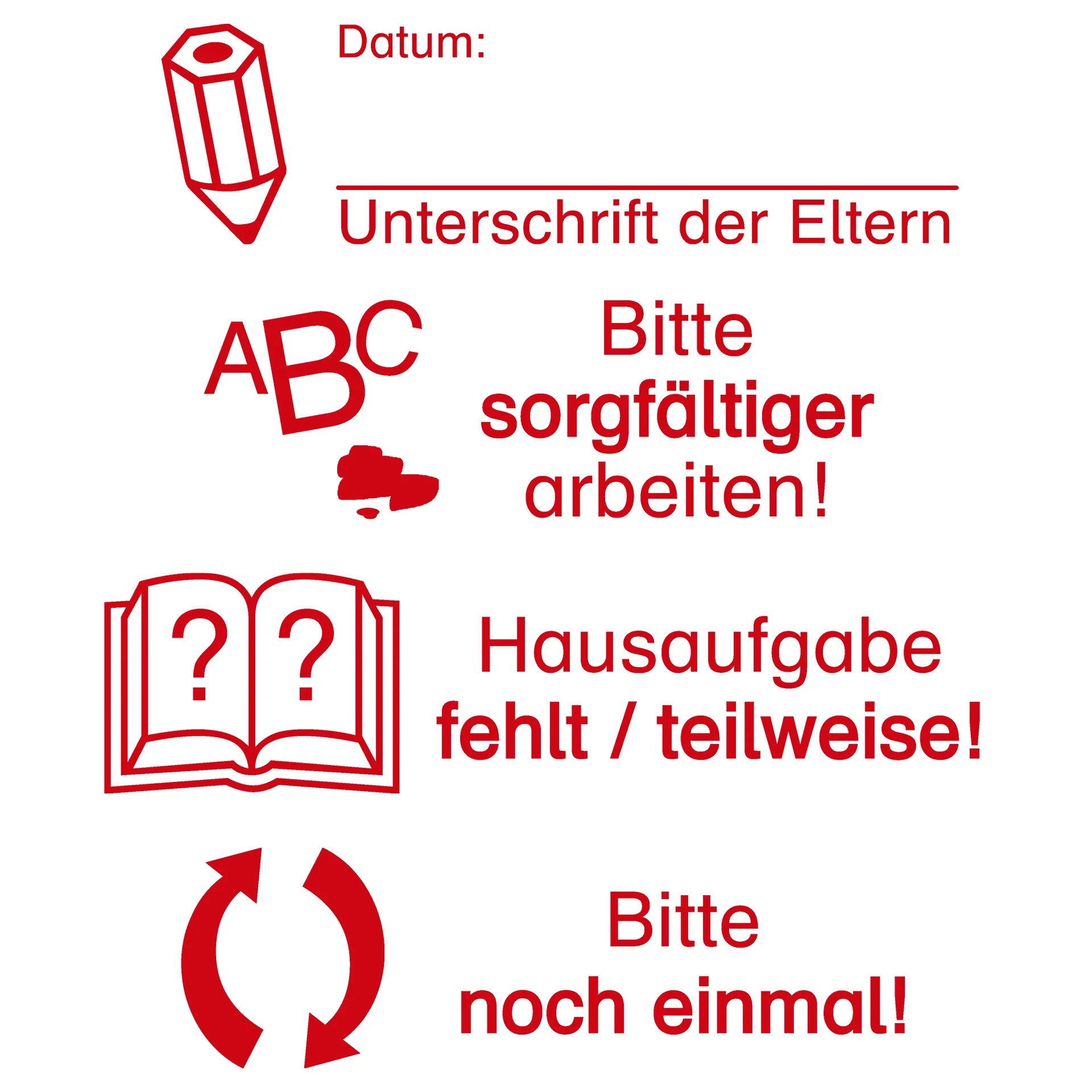 Ștampilă serigrafică "Perpetuum", 4 în 1 "semnătură", în germană