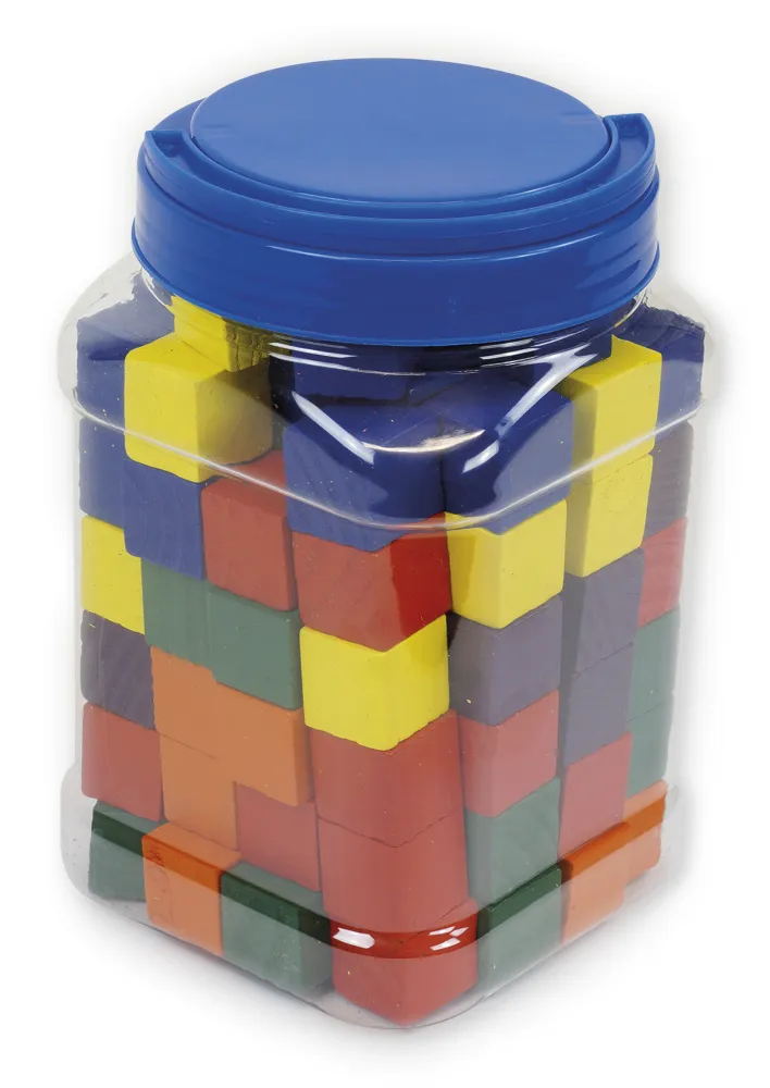 Soma-Holz-Würfel L, farbig, 102-tlg. in Dose