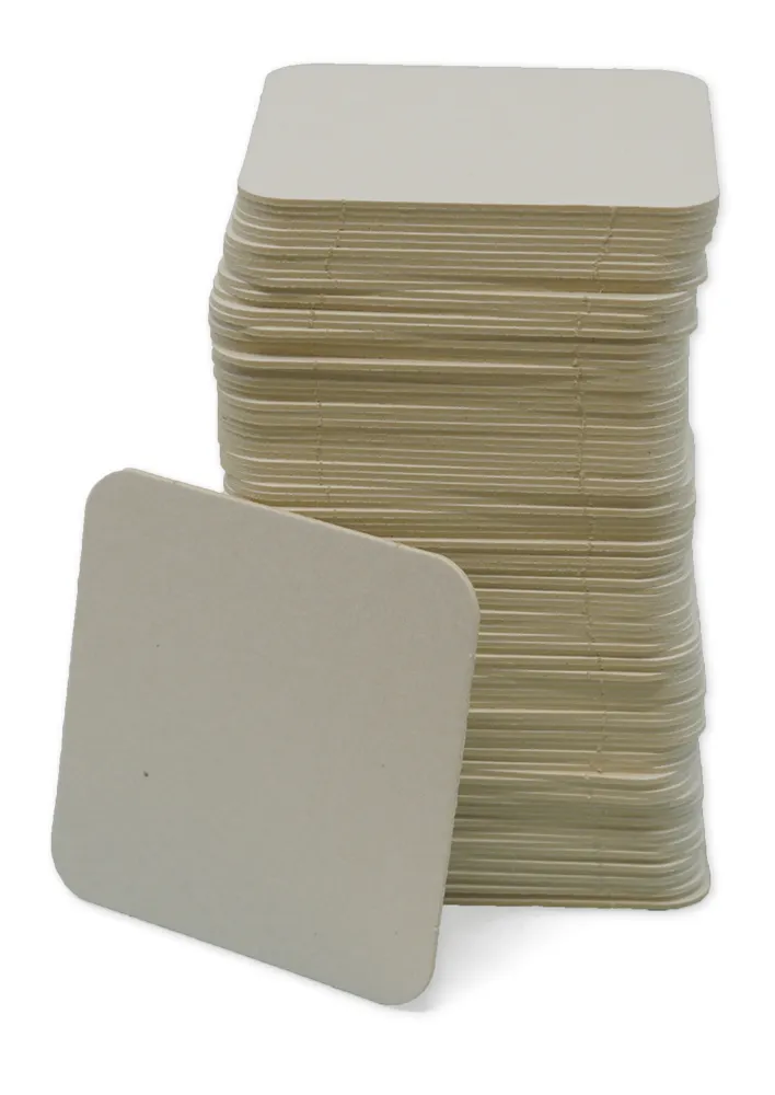 Blanko Bierglasuntersetzer quadratisch, 100 Stück