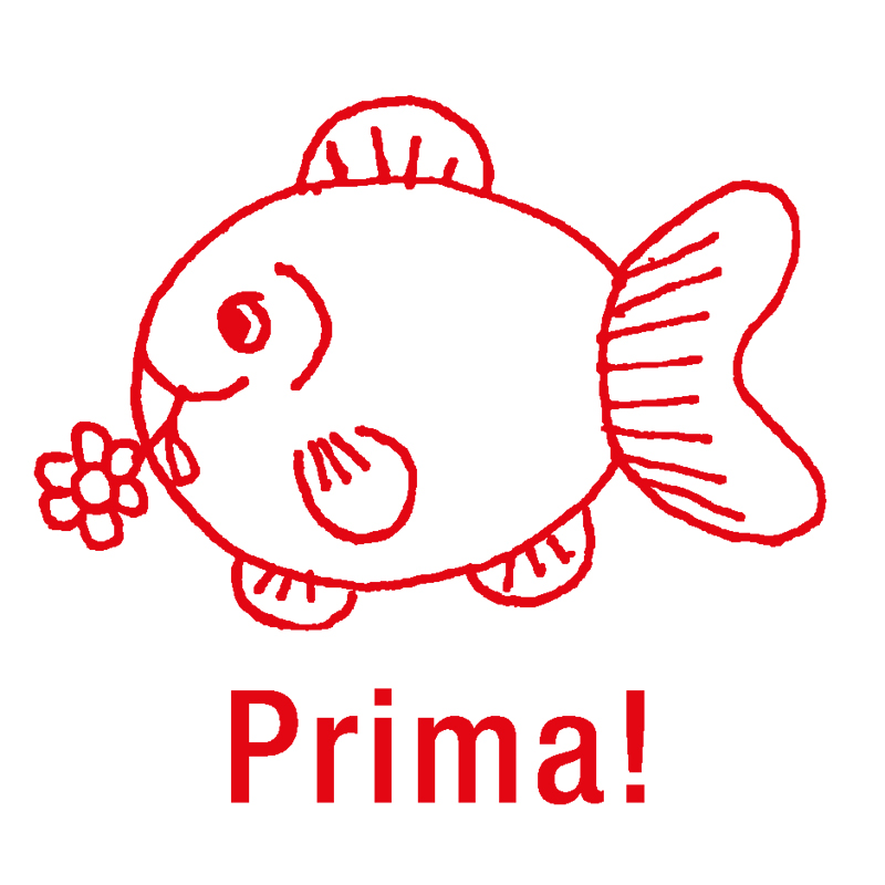 Siebdruck-Stempel "Perpetuum", Fisk "Prima!"
