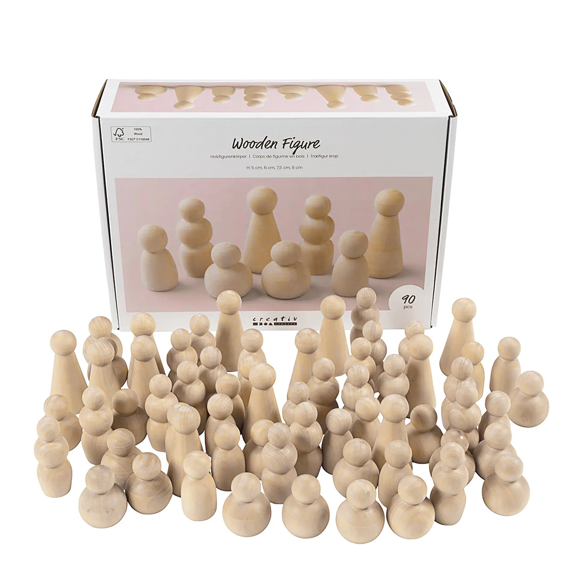 Holzfiguren "Körper" aus Holz, 90 Stück
