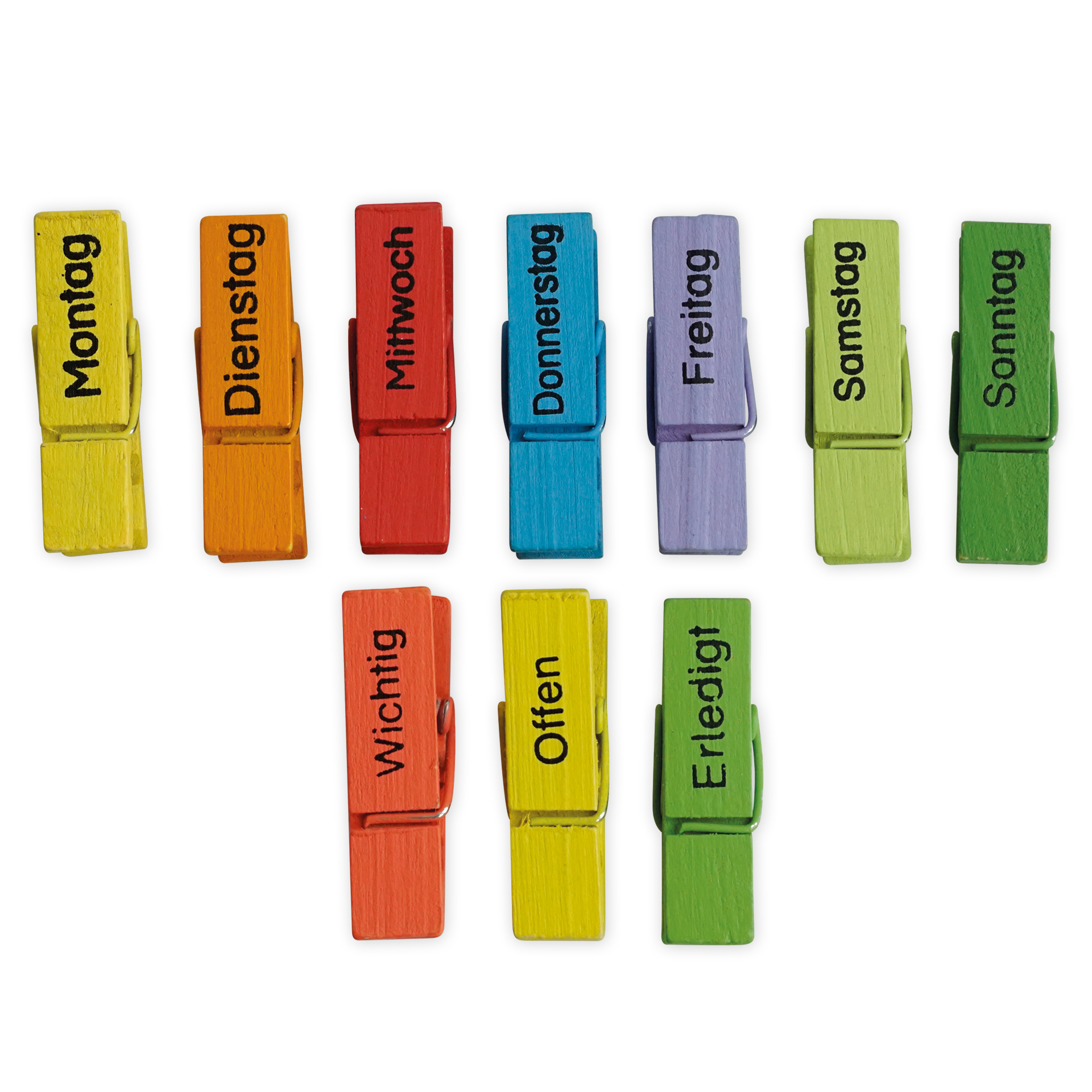 Hagemann TimeTEX Wochentags-Klammern 10-tlg., farbig, mit Magnet