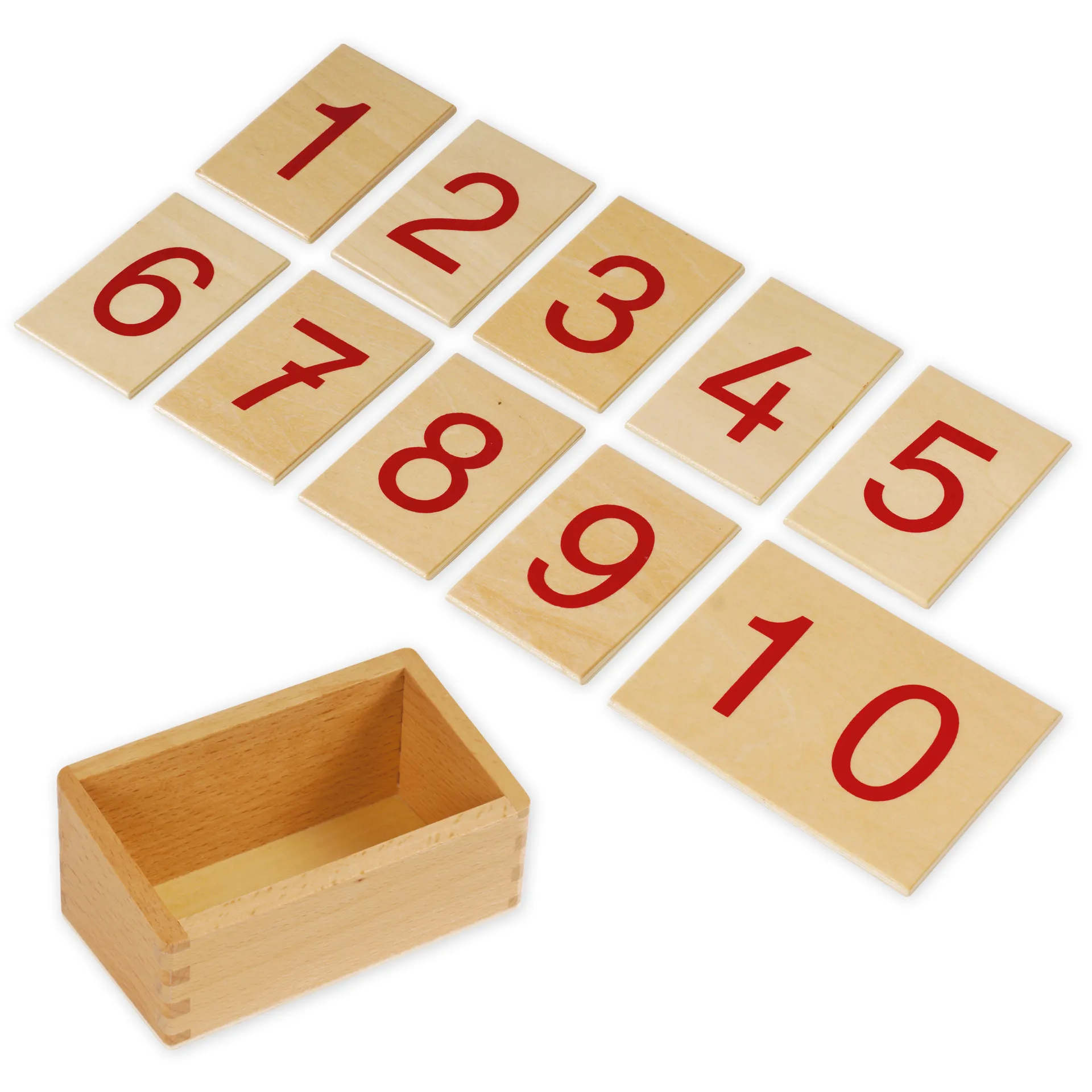 TimeTEX Set Ziffern 1-10 auf Holzbrettchen mit Kasten "Montessori Premium"