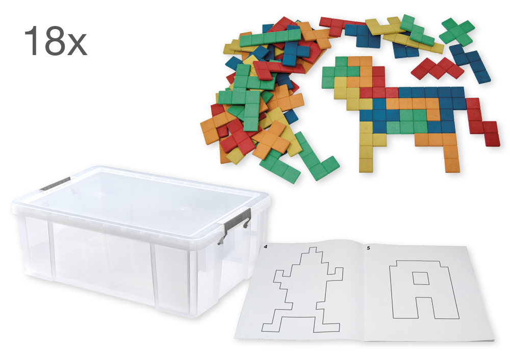 TimeTEX Set Pentominos aus RE-Wood, mit Vorlagen, 938-tlg. in Box