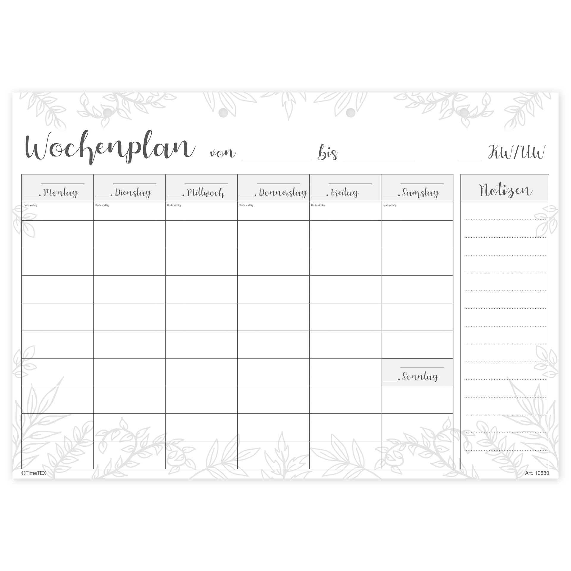 Block Wochenplan A4 "Meine Woche", 50 Blatt