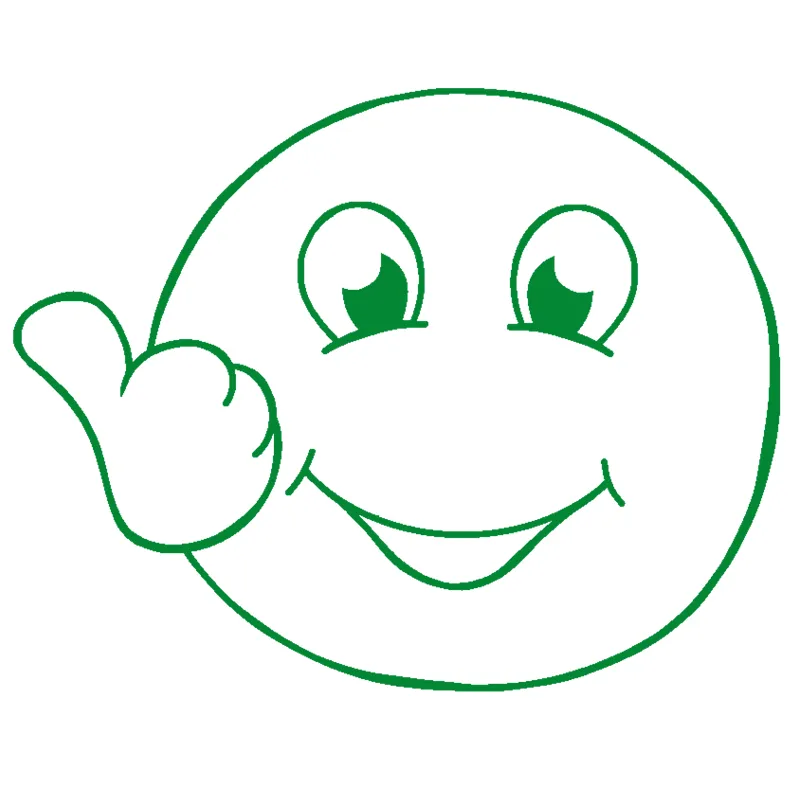 Screentryckstämpel "Perpetuum", "Face tumbs up"