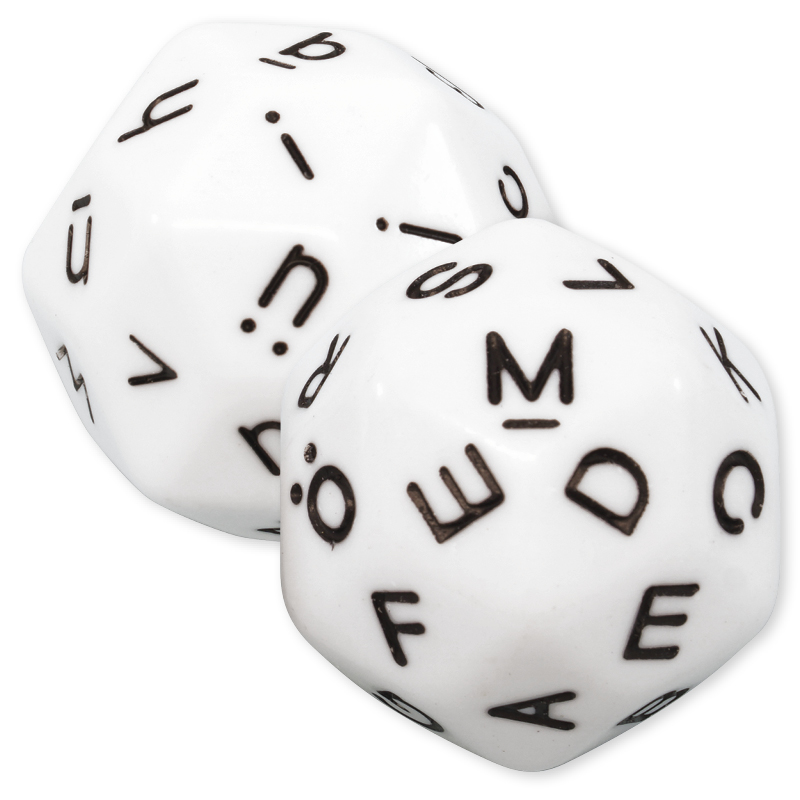 Set Buchstaben-Würfel 2-tlg., 32 mm ø