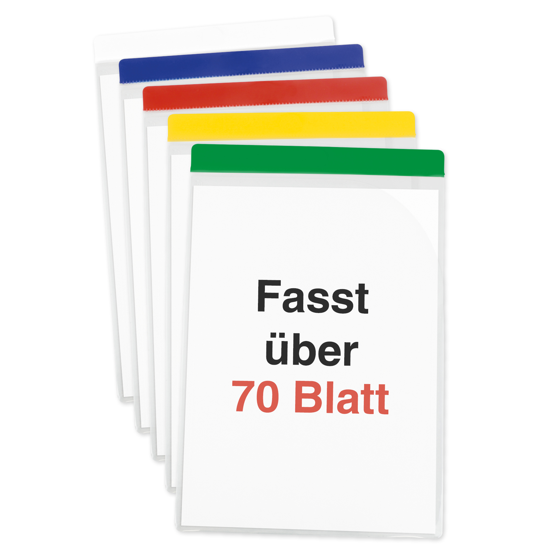 Set med A4 Plus-fickor med färgade ränder, självhäftande, 5 st.