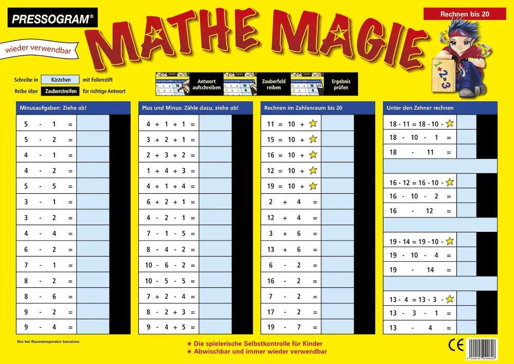 TimeTEX Zaubertafel "Mathematik" Rechnen bis 20