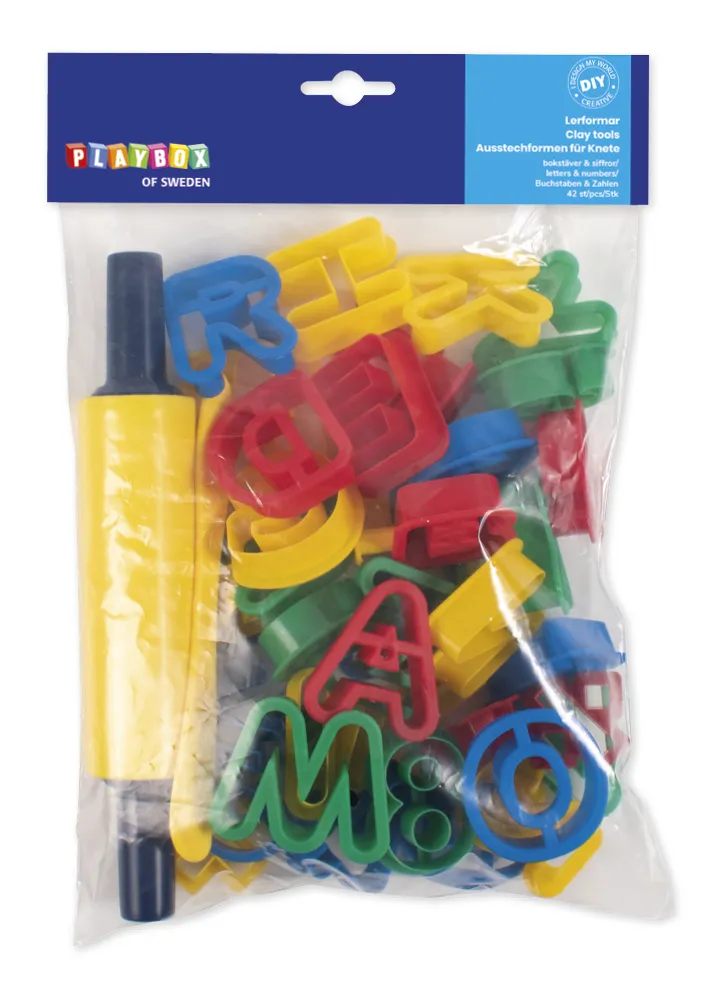 Ausstechformen für Knete, Buchstaben und Zahlen, 43-tlg.