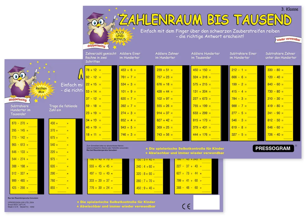 TimeTEX magiska bräda "Mathematics" nummerområde upp till 1000