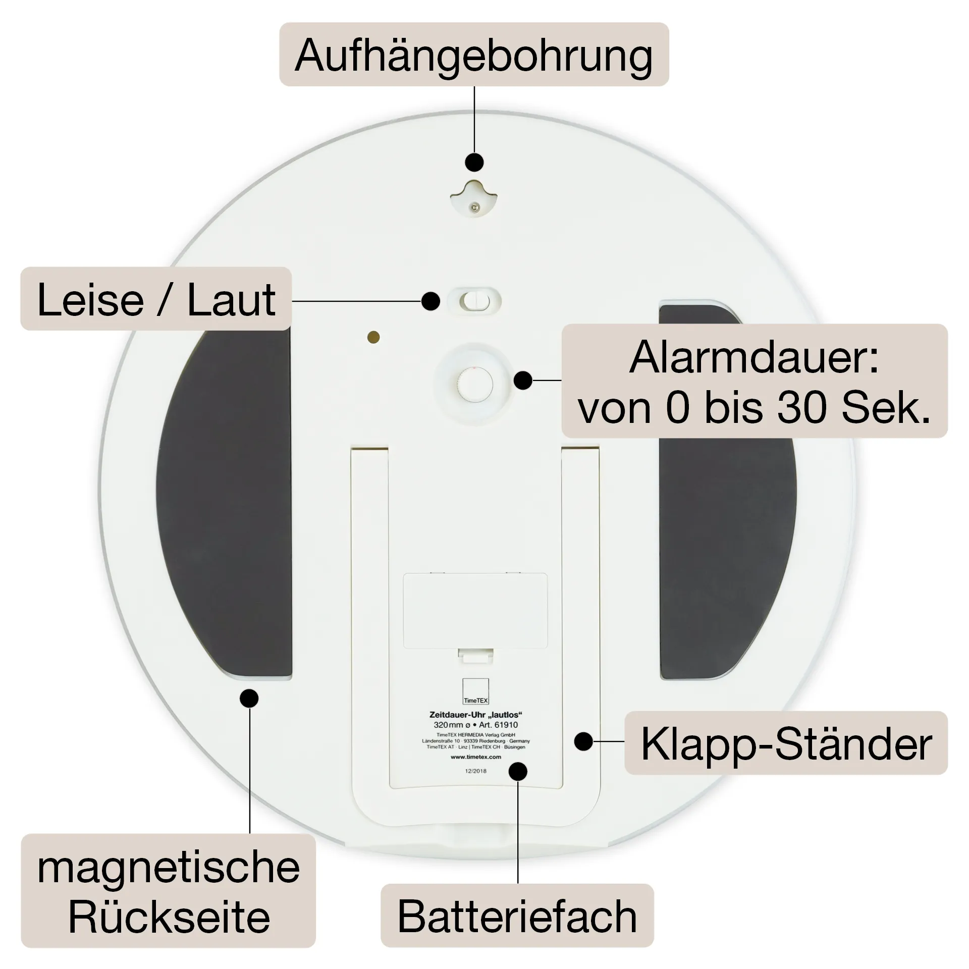 TimeTEX Tylus laikmatis XL, 32 cm