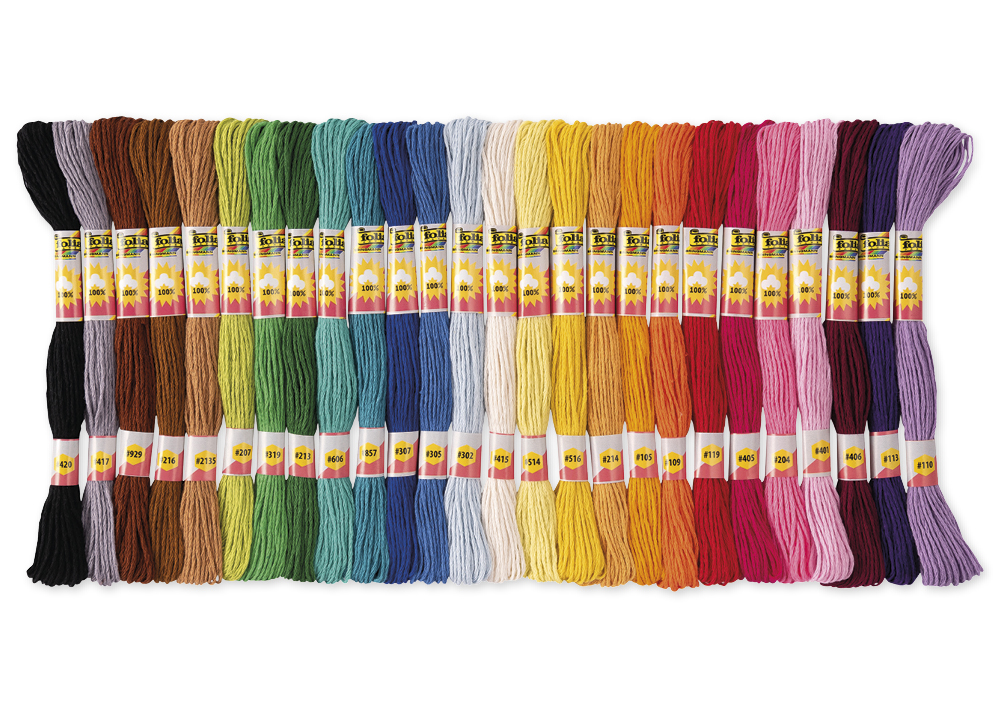 Stickgarn, 52 Docken in 26 Farben