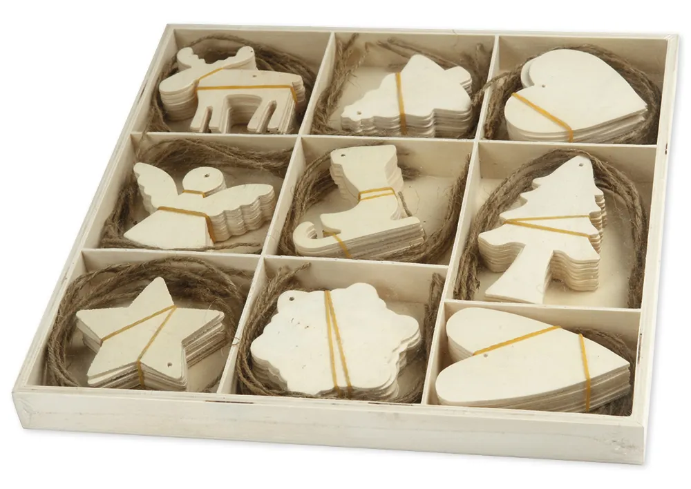 Weihnachtsbaum-Schmuck aus Holz, 72-tlg.