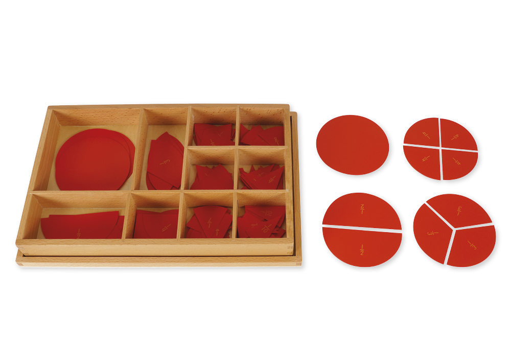 TimeTEX Kasten mit Bruchrechenkreisen aus Kunststoff "Montessori Premium"