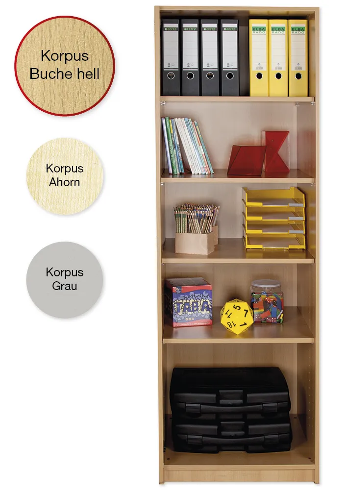 Material-Hochschrank-Regal S, Basistiefe, 5 Fachböden