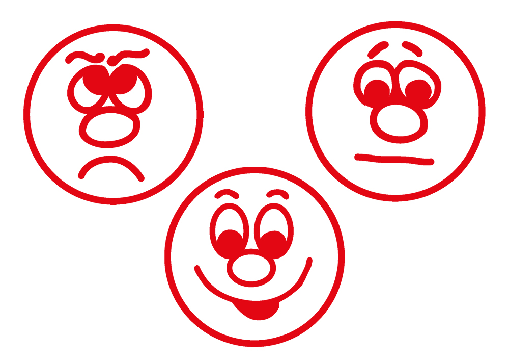 Stempel, Gesichter 3-tlg.