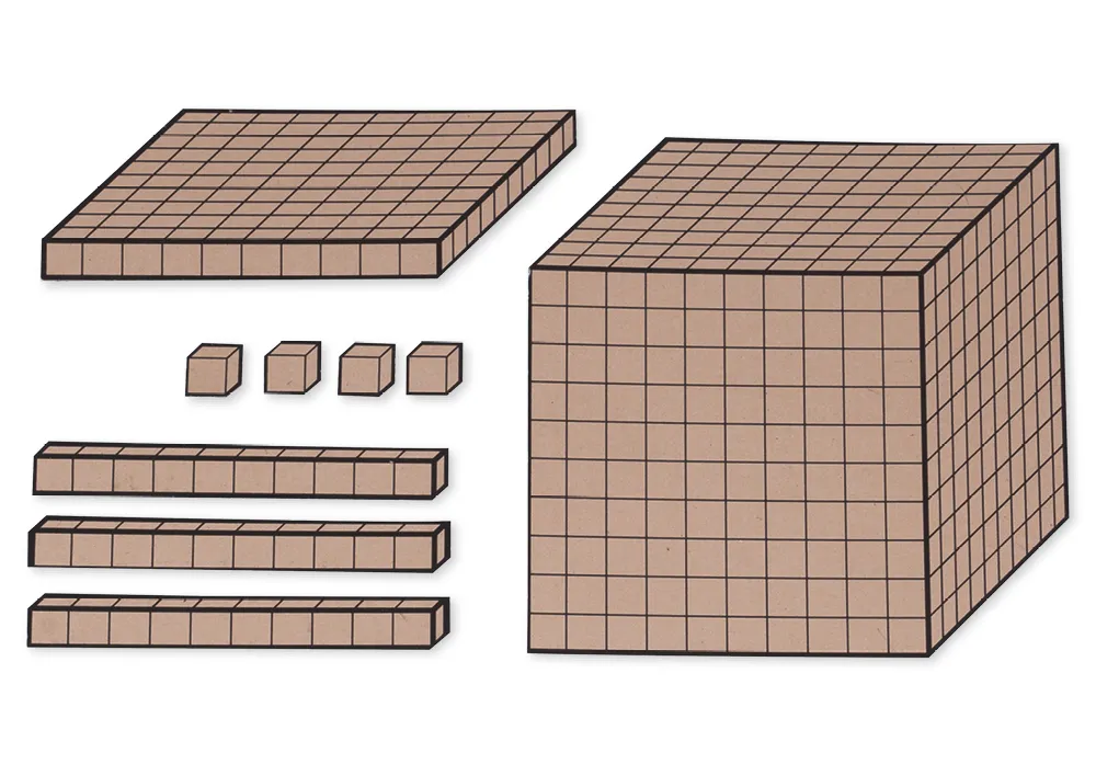 Dienes Demo-Dezimal-Rechensatz, naturfarben, magnetisch, 54-tlg. im Karton