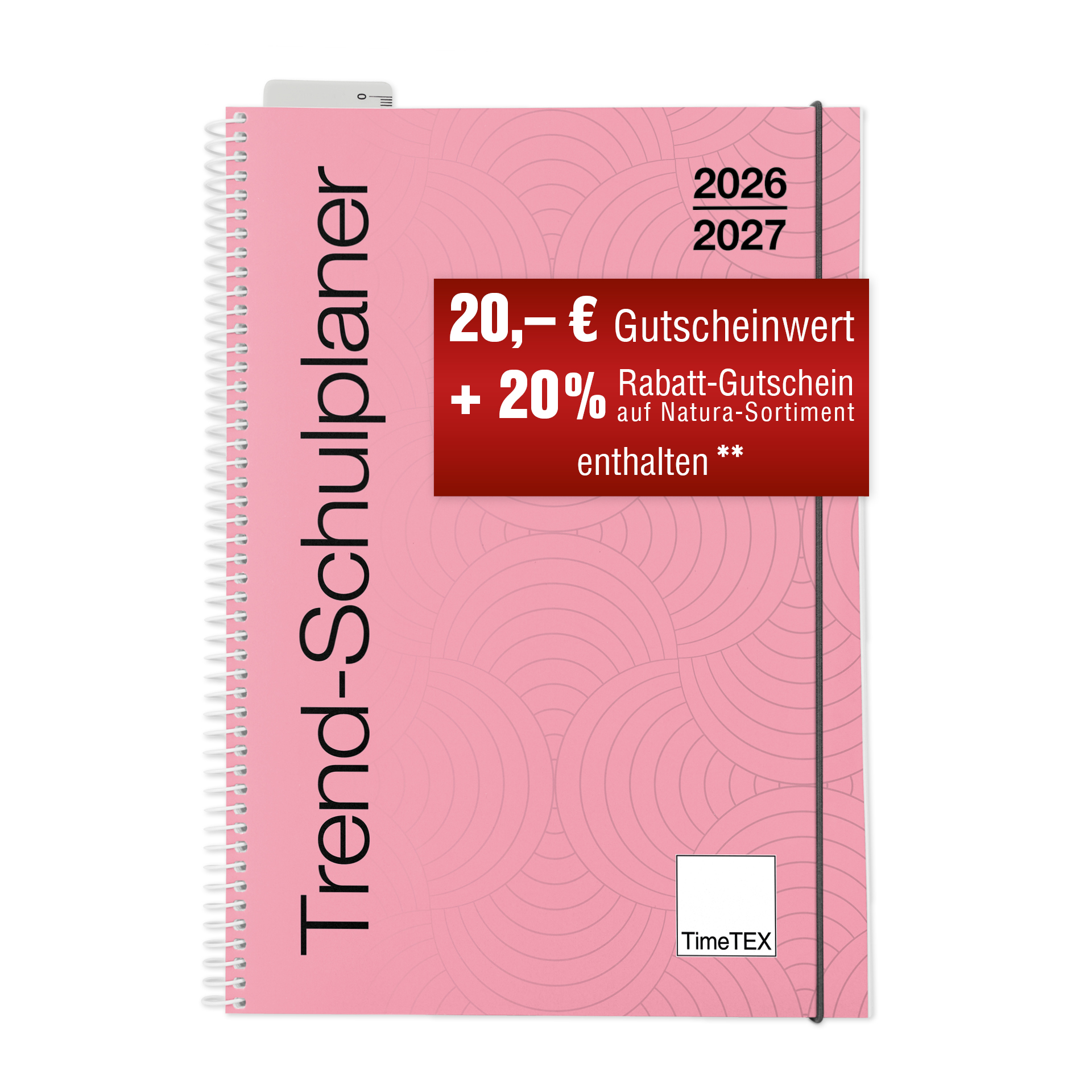 TimeTEX Trend-Schulplaner - Lehrerplaner - Lehrerkalender A5, 2026/2027, flamingo