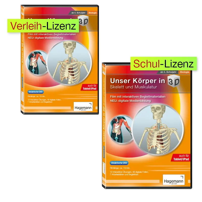 Didaktische DVD "Unser Körper in 3D: Skelett und Muskulatur", tabletfähig