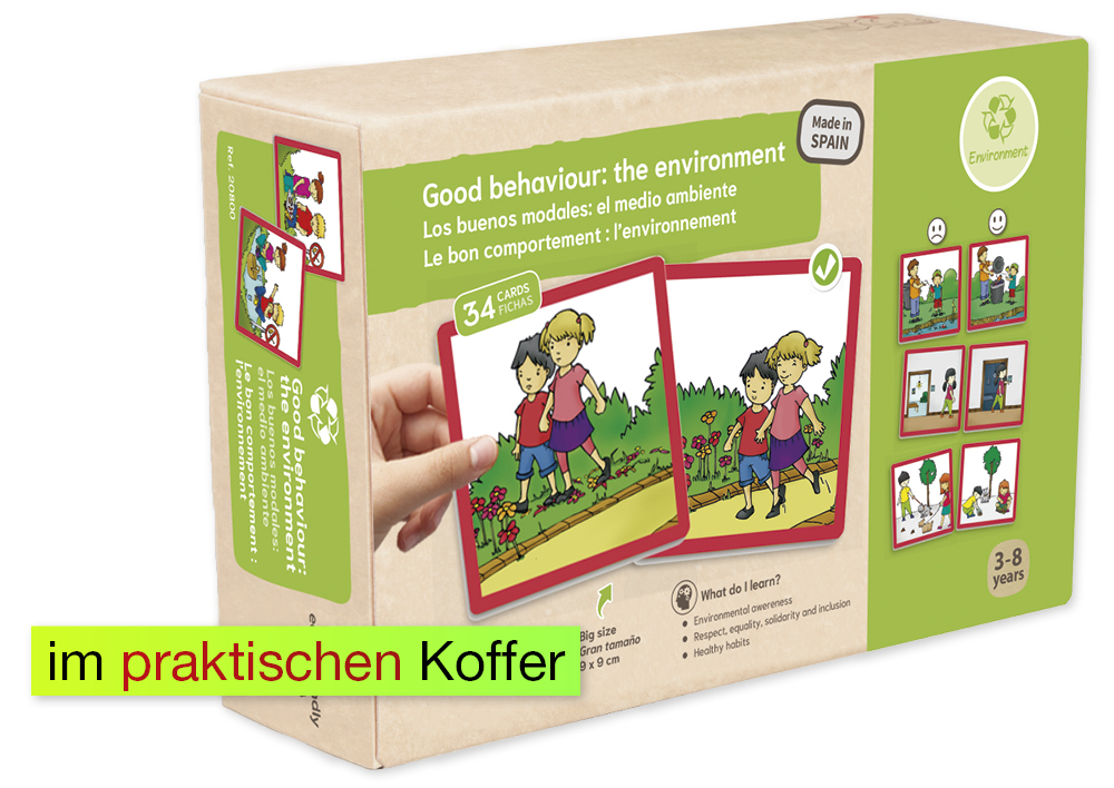 Set Verhaltens-Regeln "Umwelt" mit Paar-Karten im Koffer