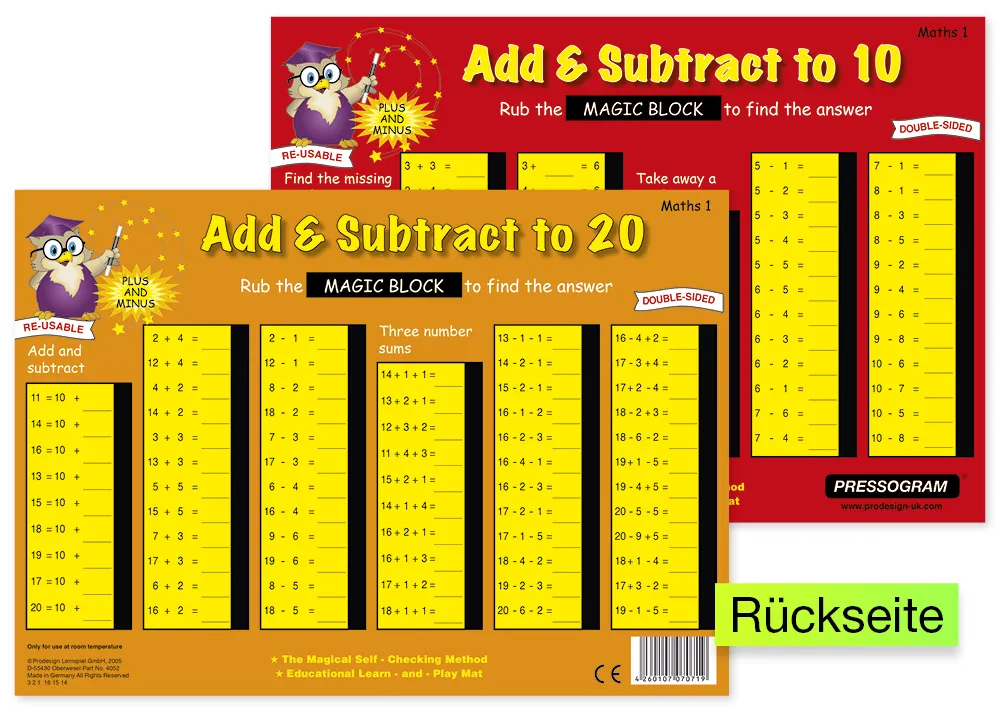 TimeTEX Zaubertafel "Mathematik" Englisch Zahlenraum bis 20