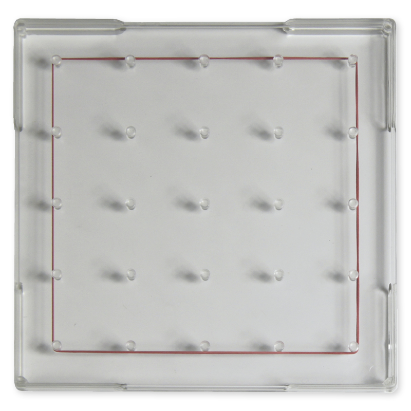 Klassensatz Geometrie-Brett einseitig (5x5 Stifte), 24 Stück in Box, 15x15 cm, transparent