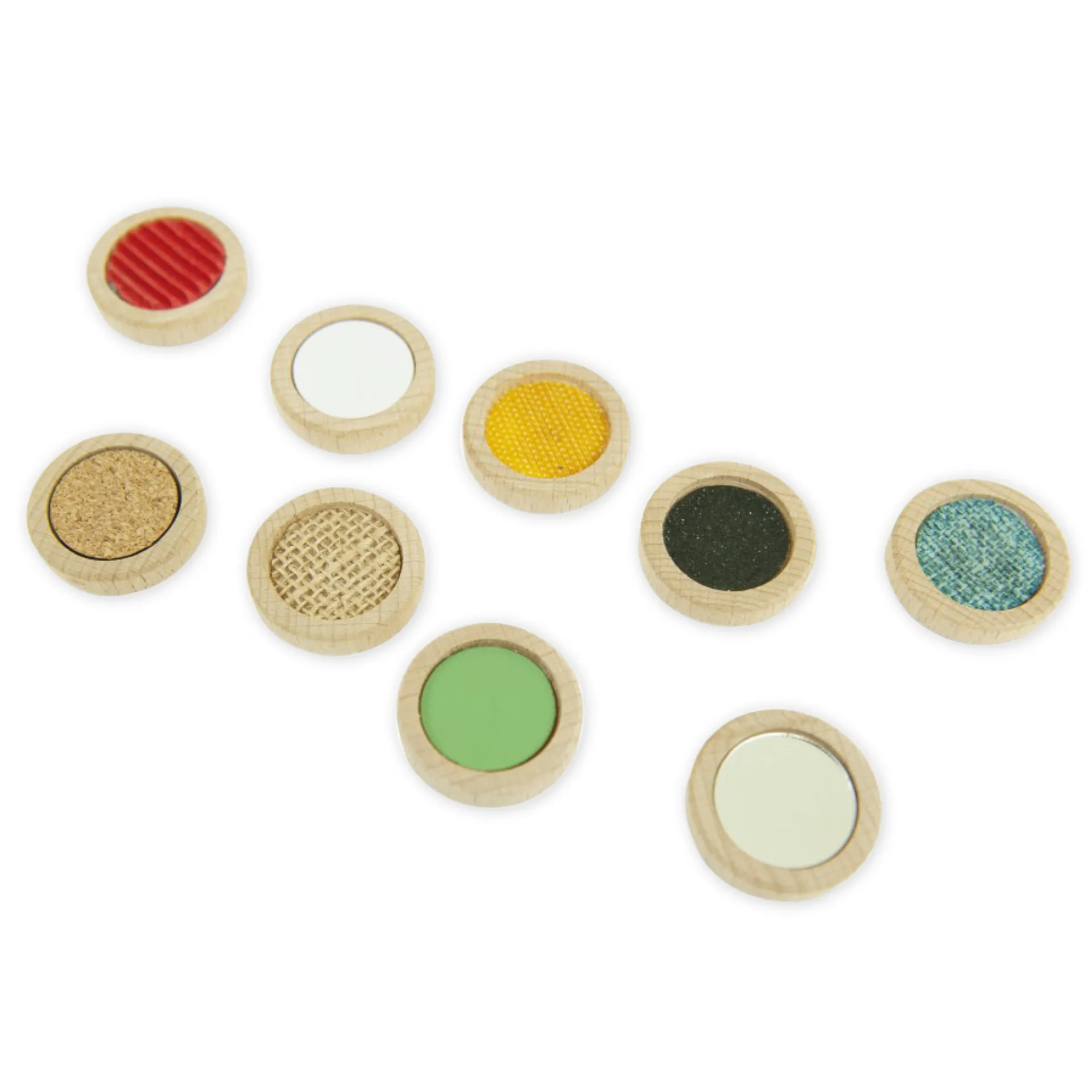 Jeu de logique avec disques en bois texturés, 10 pcs