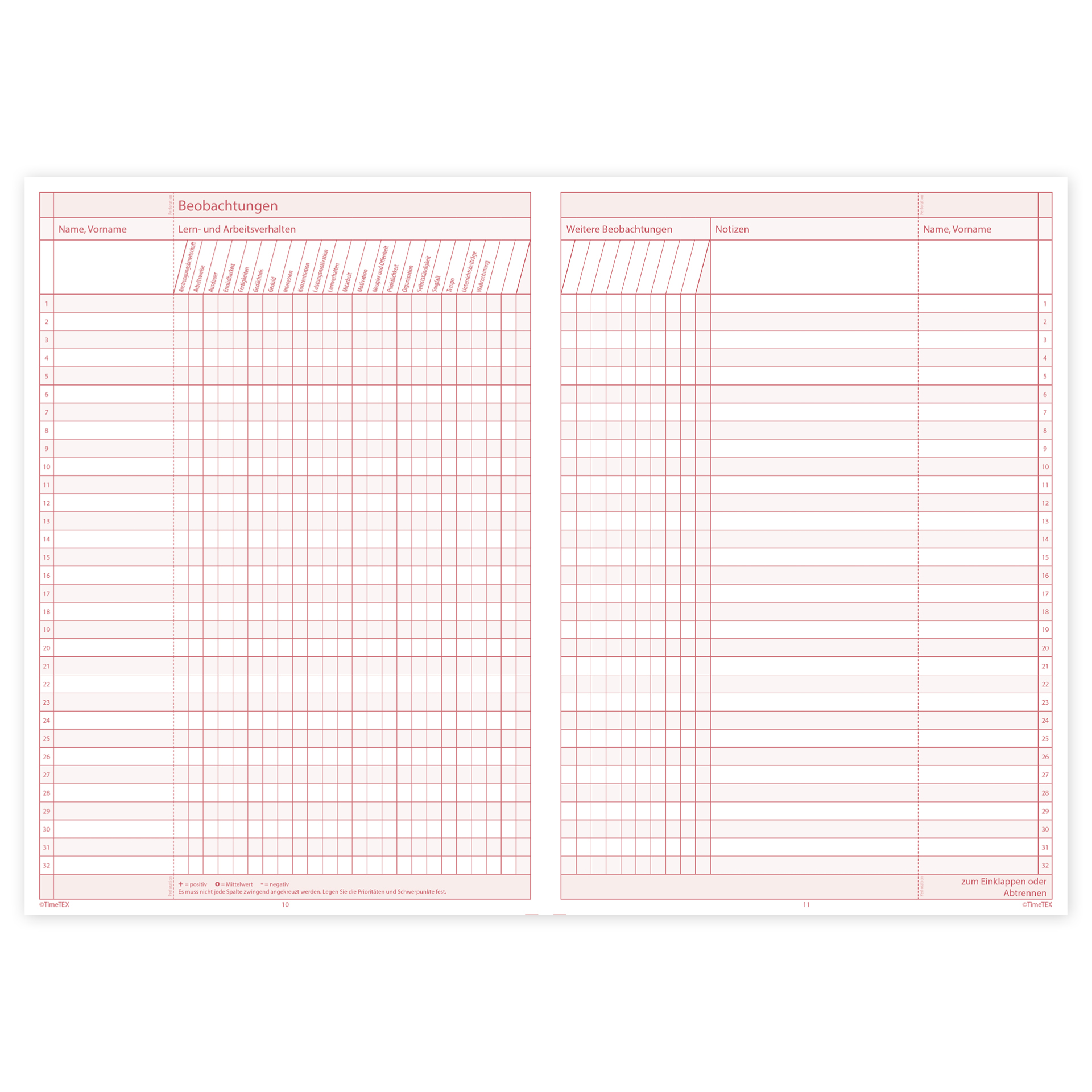 TimeTEX Heft Klassen-Beobachtung A4, 64 Seiten