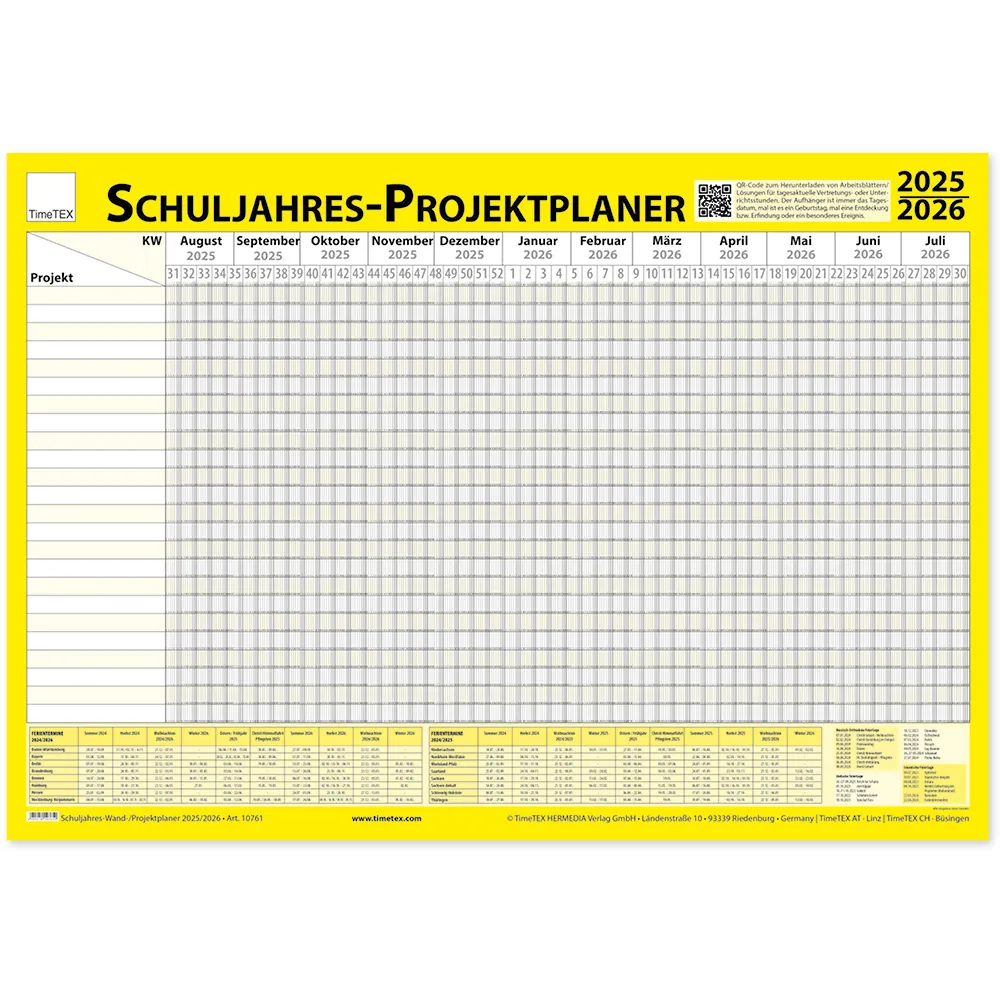 TimeTEX Schuljahres-Wand-/Projektplaner 2025/2026