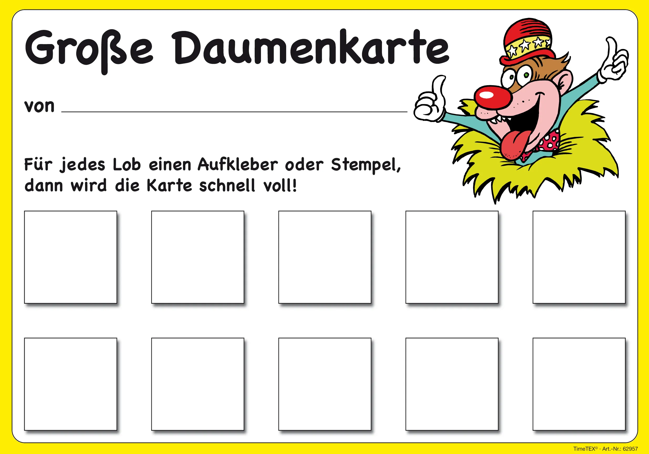 Grosse Daumenkarte mit 10 Feldern, 25 Stück