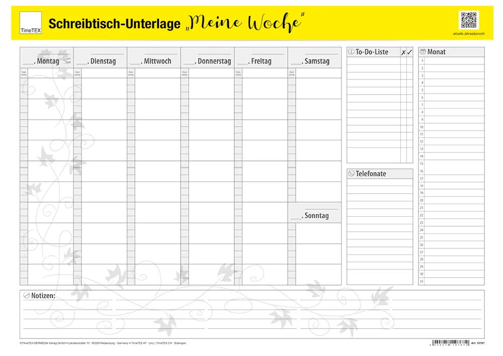 TimeTEX Schreibtisch-Unterlage "Meine Woche"