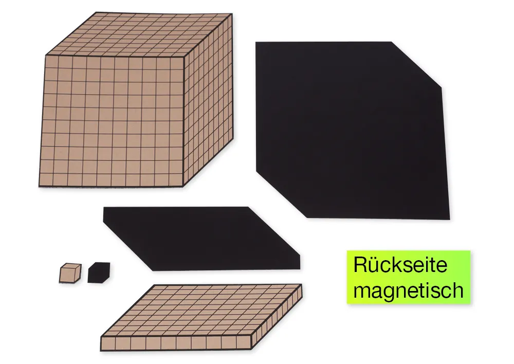 Dienes Demo-Dezimal-Rechensatz, naturfarben, magnetisch, 54-tlg. im Karton