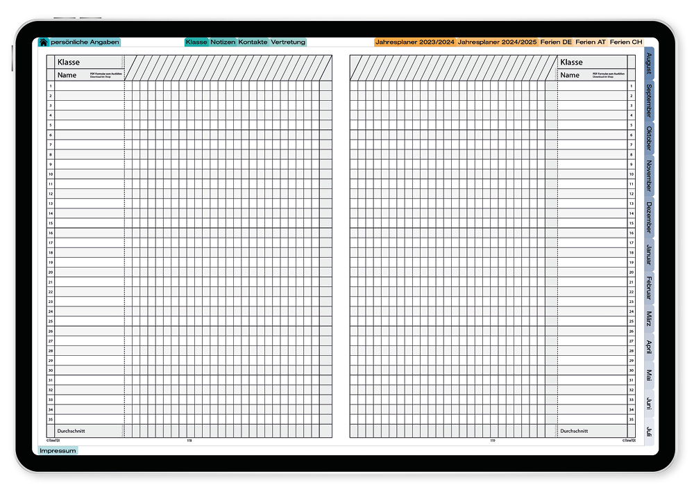 TimeTEX Digitaler Kompakt-Lehrerkalender DigiPlan 2025/2026