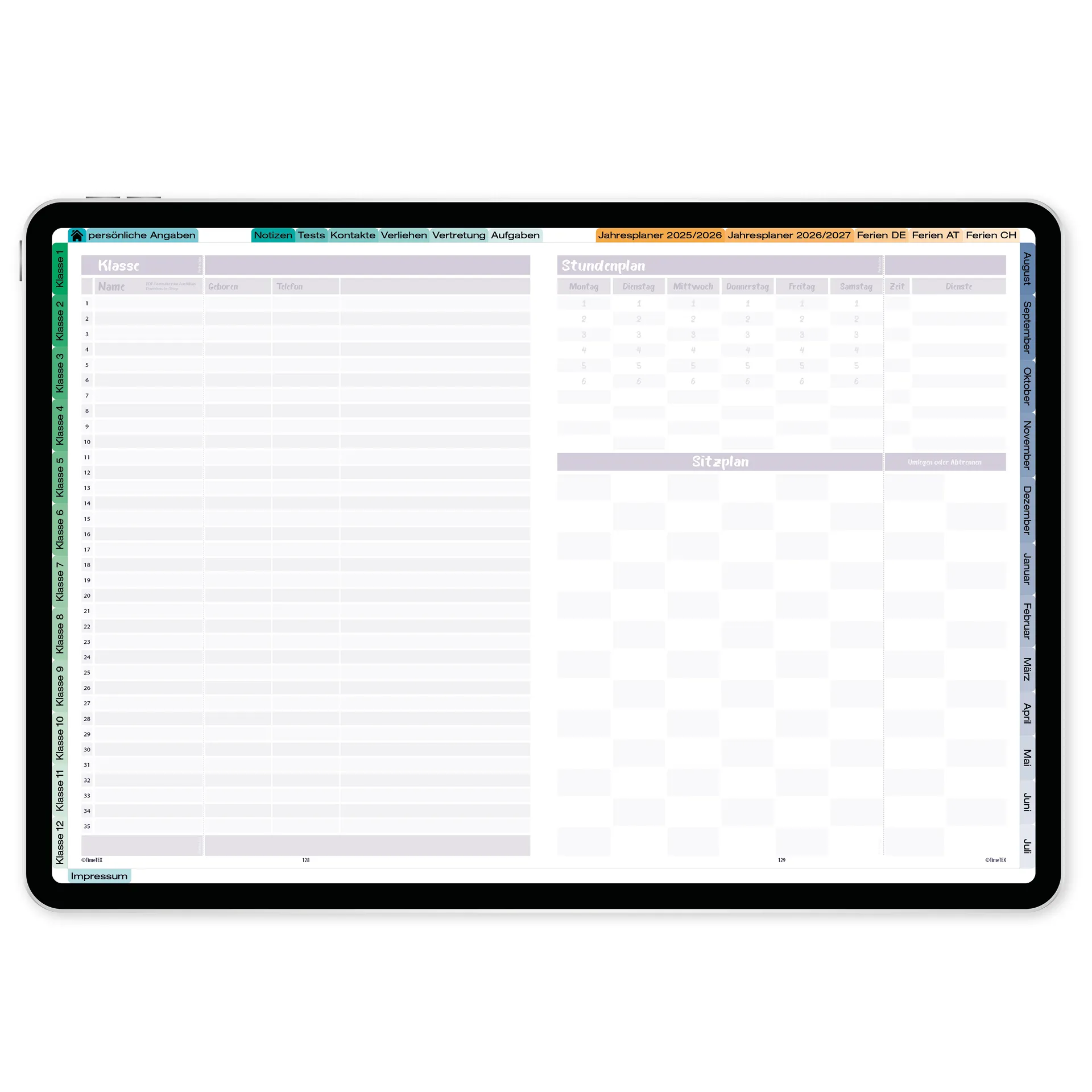 TimeTEX Digitaler Design-Schulplaner DigiPlan 2026/2027, malve