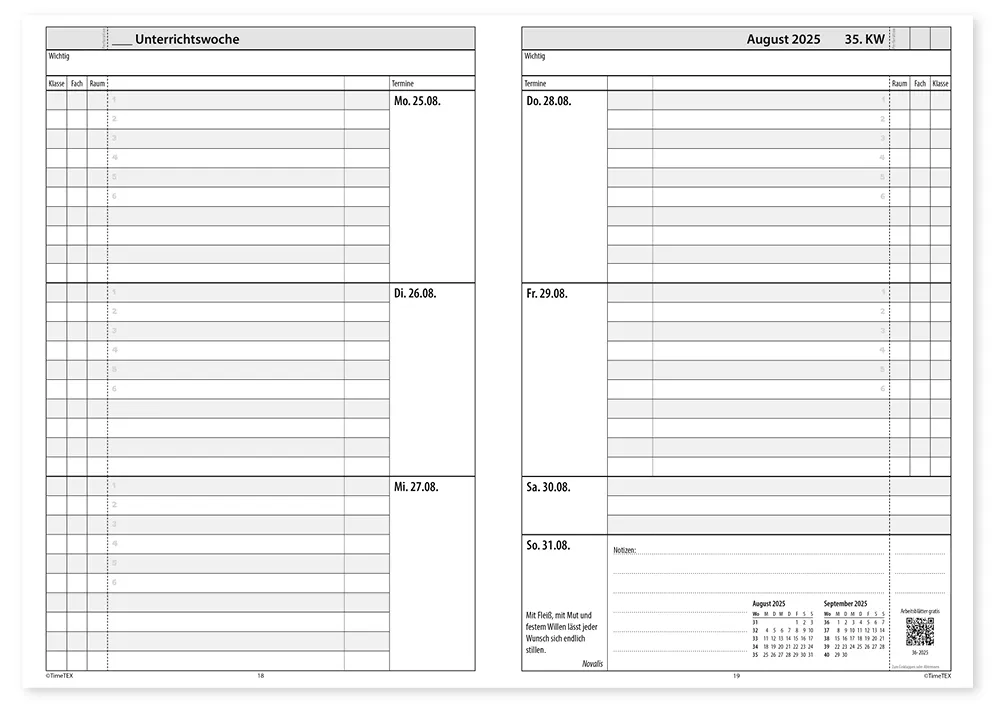 TimeTEX Trend-Schulplaner A4, 2026/2027, lagune