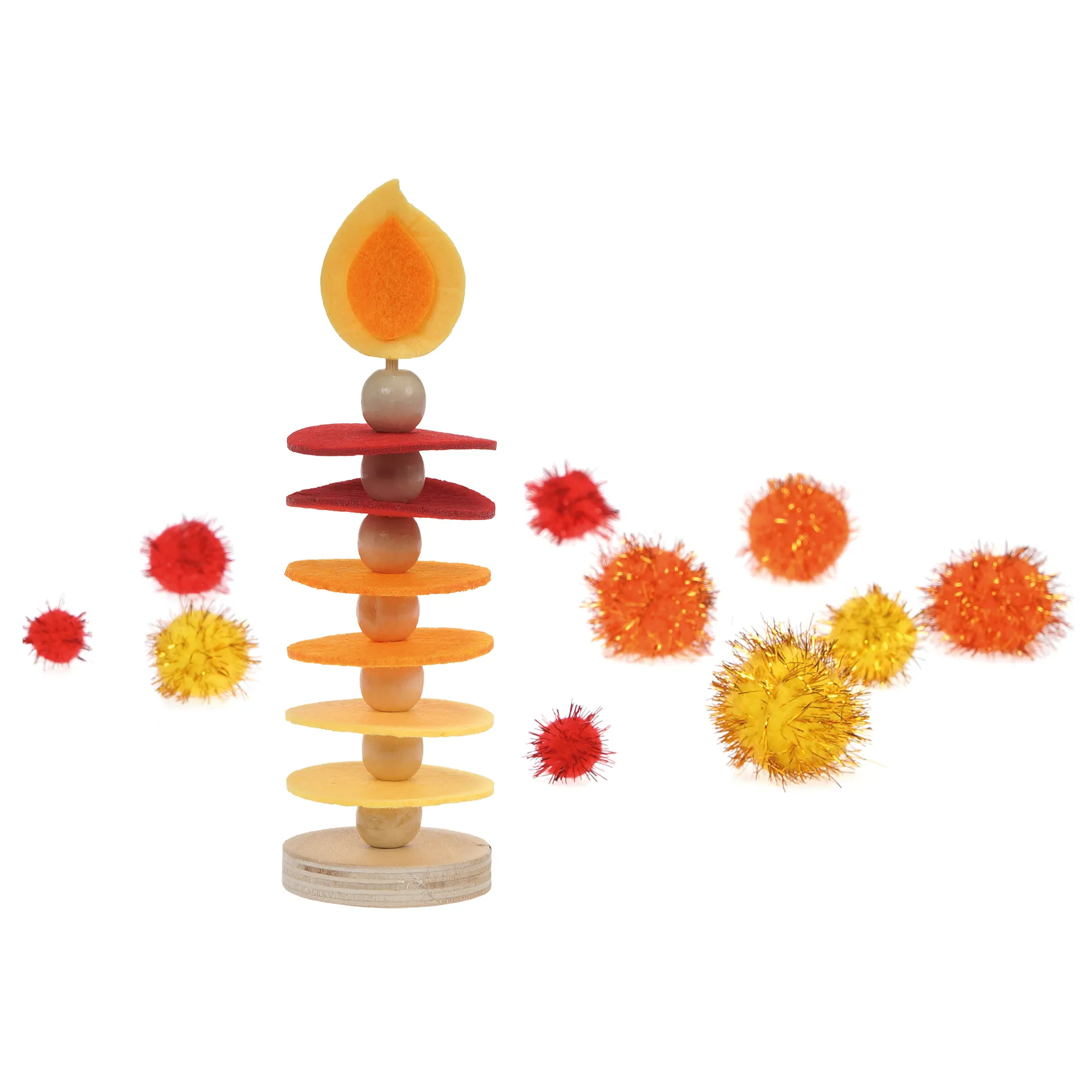 Filzkerzen, 4 Stück, 64-tlg.