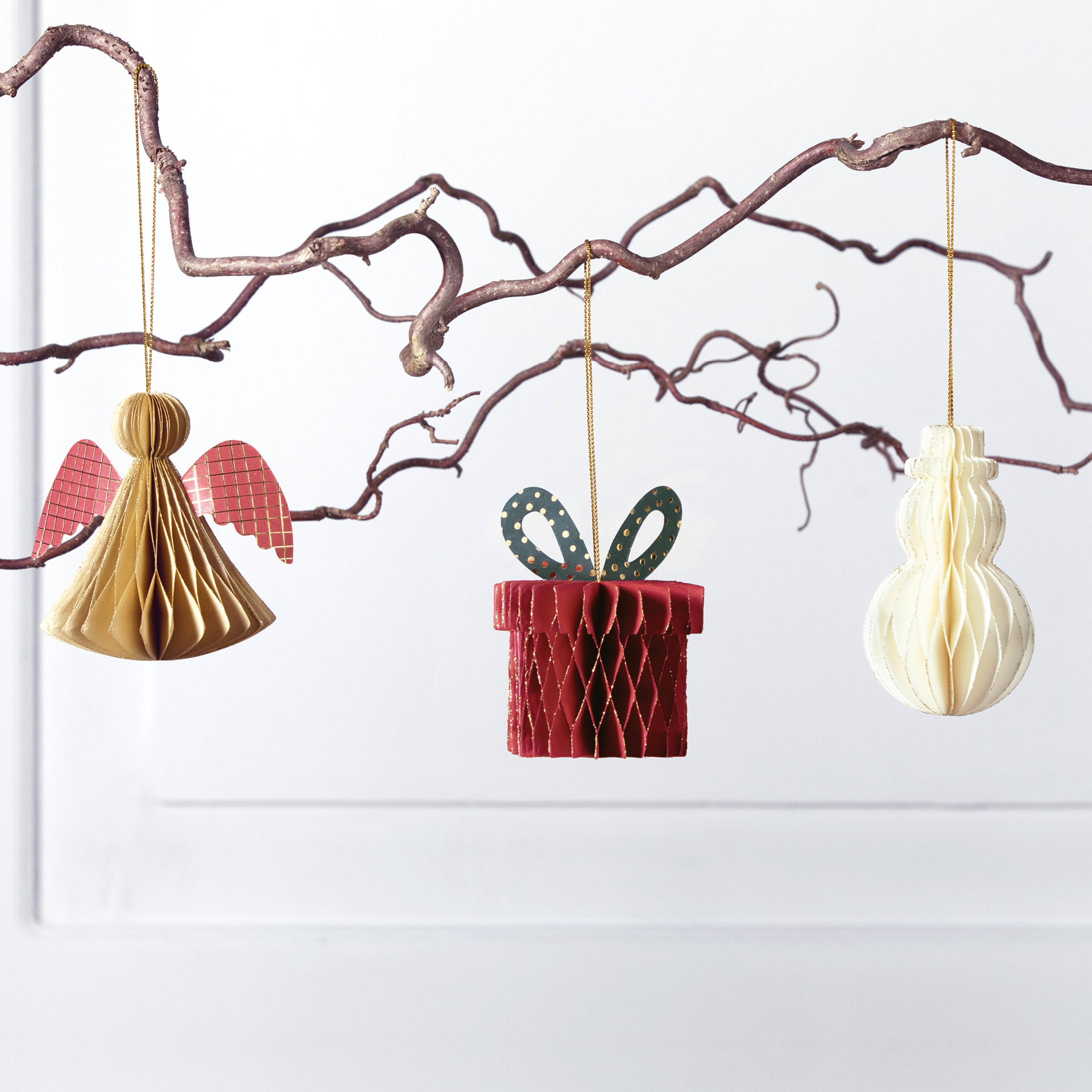 TimeTEX Deko-Set "Wabendekor Christmas" aus Karton, 3-tlg.