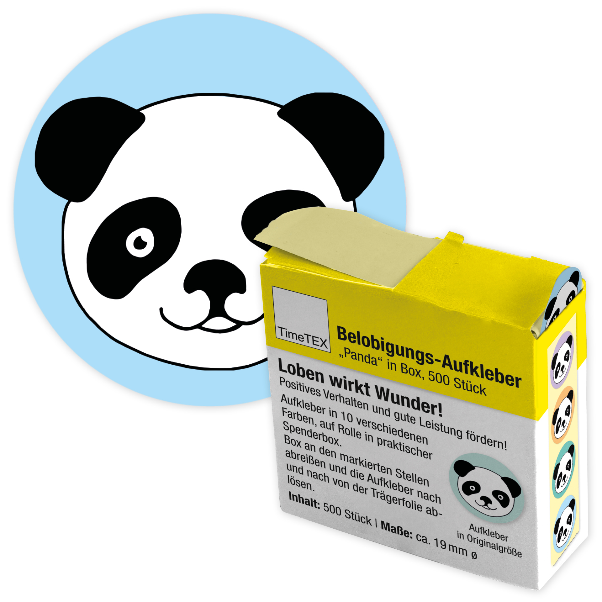 Lovdekaler "Panda" i dispenserlåda, 500 st
