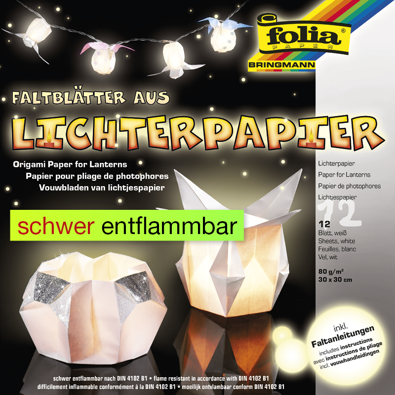 Lichterpapier-Faltblätter 30x30 cm, 12 Blatt Lichterpapier-Faltblätter 30x30 cm, 12 Blatt
