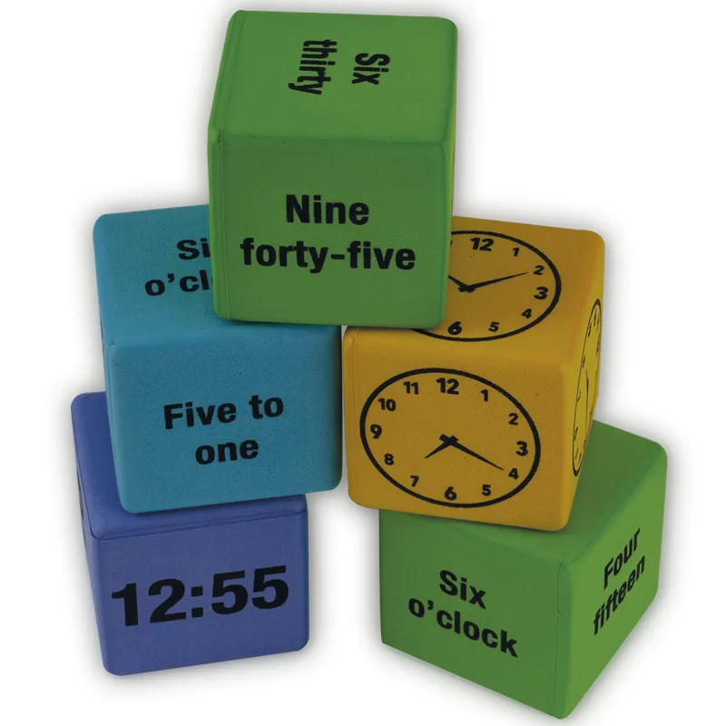 Set Flüster-Würfel "Uhrzeiten", 4,3 cm, 16-tlg.